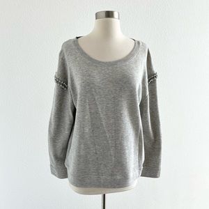 Zara Rhinestone Sleeve Terry Sweatshirt Gray L